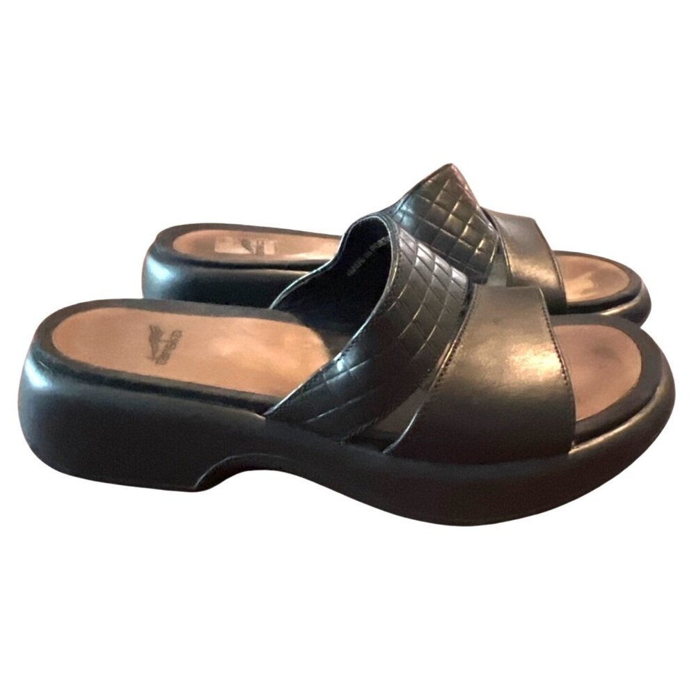 DANSKO Quilted Double Strap Leather Slip On Comfort Slide‎ Wedge Sandal 8.5-9